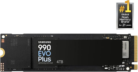 990 EVO PLUS SSD 4TB, PCIe Gen 4x4 | Gen 5x2 M.2 2280, Speeds Up-to 7,250 MB/s, Upgrade Storage for PC/Laptops, HMB Technology and Intelligent Turbowrite 2.0 (MZ-V9S4T0B/AM)