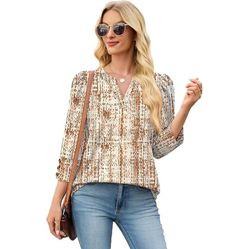 Length Sleeve Womens Tops with Button Cuffs Dressy Casual V Neck Summer Outfits Early Fall Fashion Spring Clothes