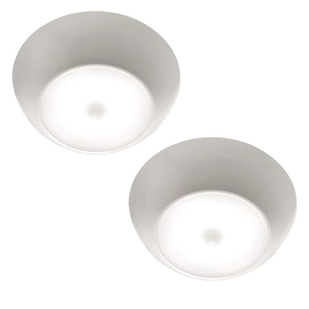Beams MB990 300 Lumen LED Ultra Bright Wireless Battery Powered Motion Sensing Indoor/Outdoor Ceiling Light, 2-Pack, White