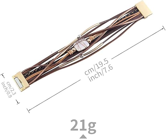 Fesciory Leather Wrap Bracelets for Women, Boho Leopard Multi-Layer Crystal Beads Cuff Bracelet Jewelry