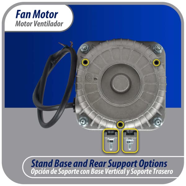 Appli Parts APFM-51E 5W Refrigeration Condenser and Evaporator Motor 115V 60Hz 0.4A 1450rpm Includes Base and 8in Aluminum Fan Blade CCW Shaft end Universal fit