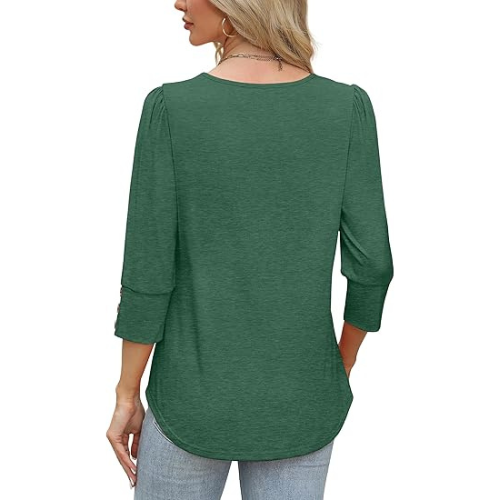 Length Sleeve Womens Tops with Button Cuffs Dressy Casual V Neck Summer Outfits Early Fall Fashion Spring Clothes