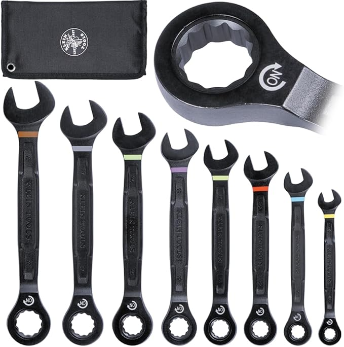 TOOLS 69408G Ratcheting Combination Wrench Set, SAE, 8-Piece, 5/16 to 3/4-Inch, Steel Alloy, Foam Pouch, 90-Tooth