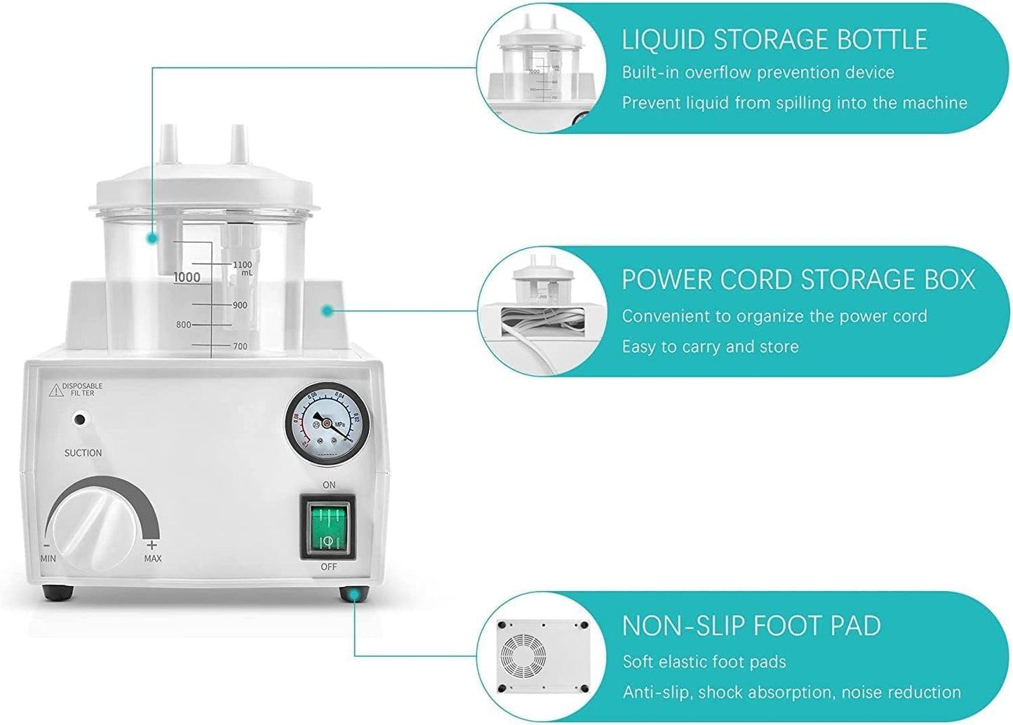 1000ml Portable Veterinary Suction Machine for Home Use 110V