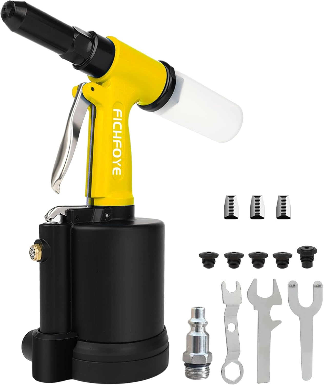 Rivet Gun, 4000LBF Air Rivet Gun Set- 3/32", 1/8", 5/32", 3/16", 1/4" Riveter with NPT 1/4 inch for Automotive, Construction, Manufacturing Industries