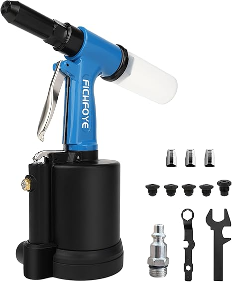 Rivet Gun, 4000LBF Air Rivet Gun Set- 3/32", 1/8", 5/32", 3/16", 1/4" Riveter with NPT 1/4 inch for Automotive, Construction, Manufacturing Industries