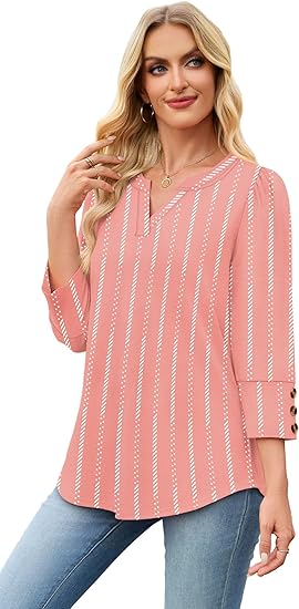 Length Sleeve Womens Tops with Button Cuffs Dressy Casual V Neck Summer Outfits Early Fall Fashion Spring Clothes
