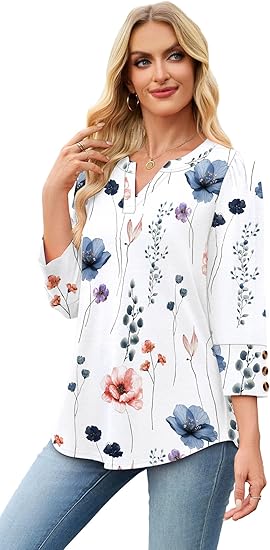 Length Sleeve Womens Tops with Button Cuffs Dressy Casual V Neck Summer Outfits Early Fall Fashion Spring Clothes