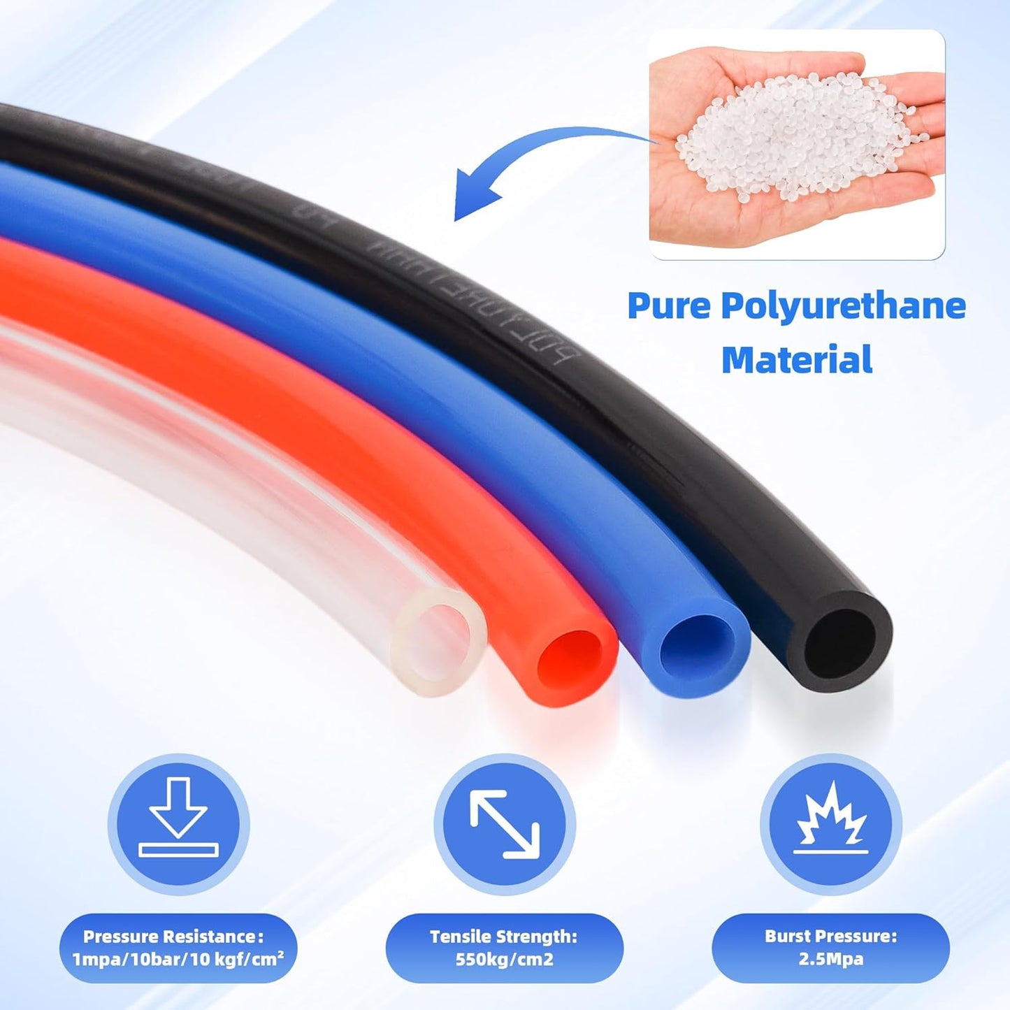 PU Air Hose 4mm OD x 2.5mm ID Orange Polyurethane Hose 525 FT 160 Meters Pneumatic Tubing Pipe for Air Compressor