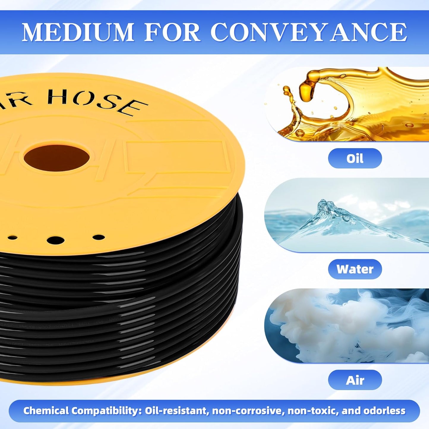 PU Air Hose 4mm OD x 2.5mm ID Orange Polyurethane Hose 525 FT 160 Meters Pneumatic Tubing Pipe for Air Compressor