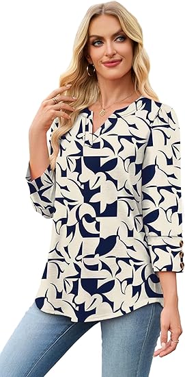 Length Sleeve Womens Tops with Button Cuffs Dressy Casual V Neck Summer Outfits Early Fall Fashion Spring Clothes