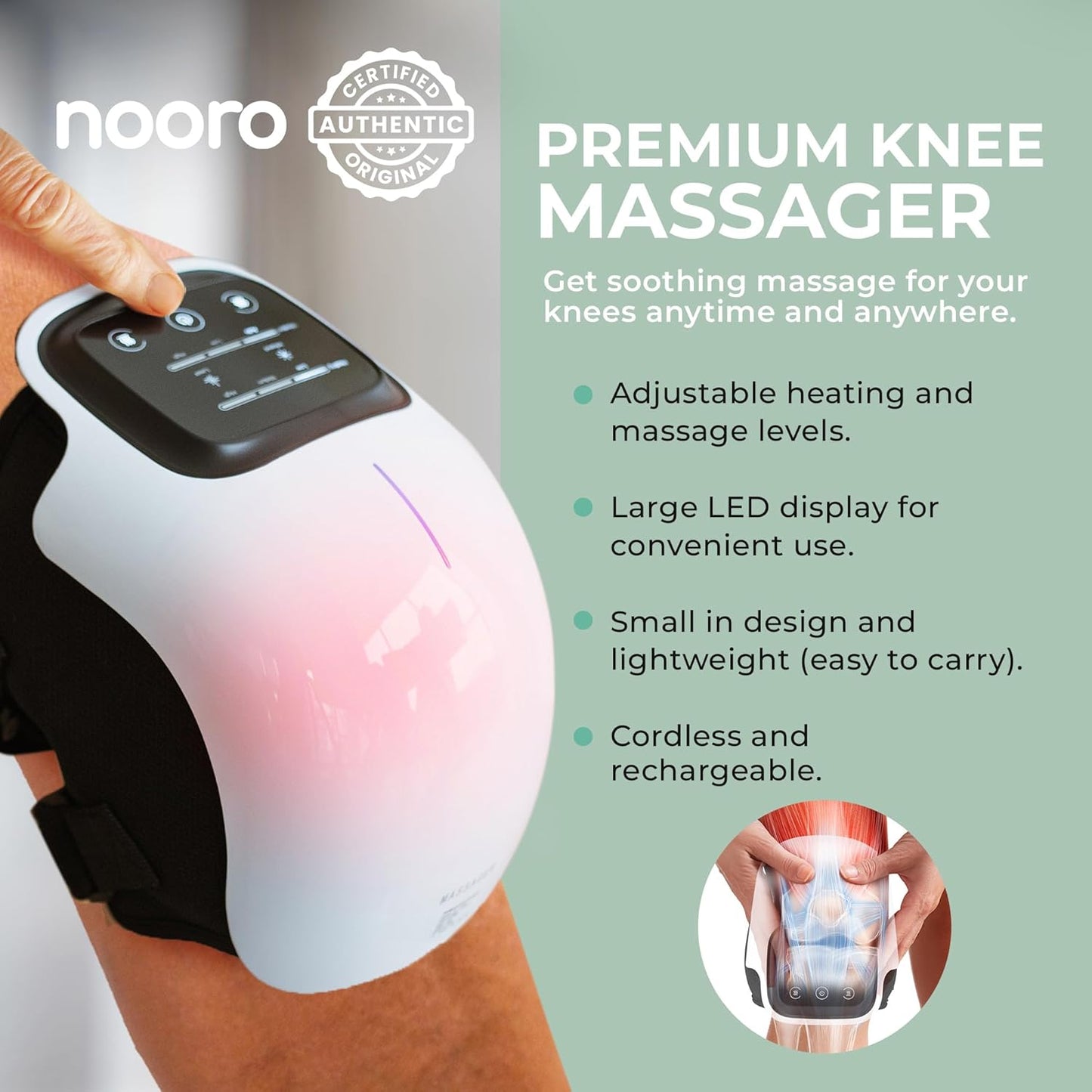 Portable Knee Massager with Heat, Red Light, & Massage Therapy, Relax Tight Muscles and Helps Minor Joint Stiffness and Discomfort, Hands-Free Design