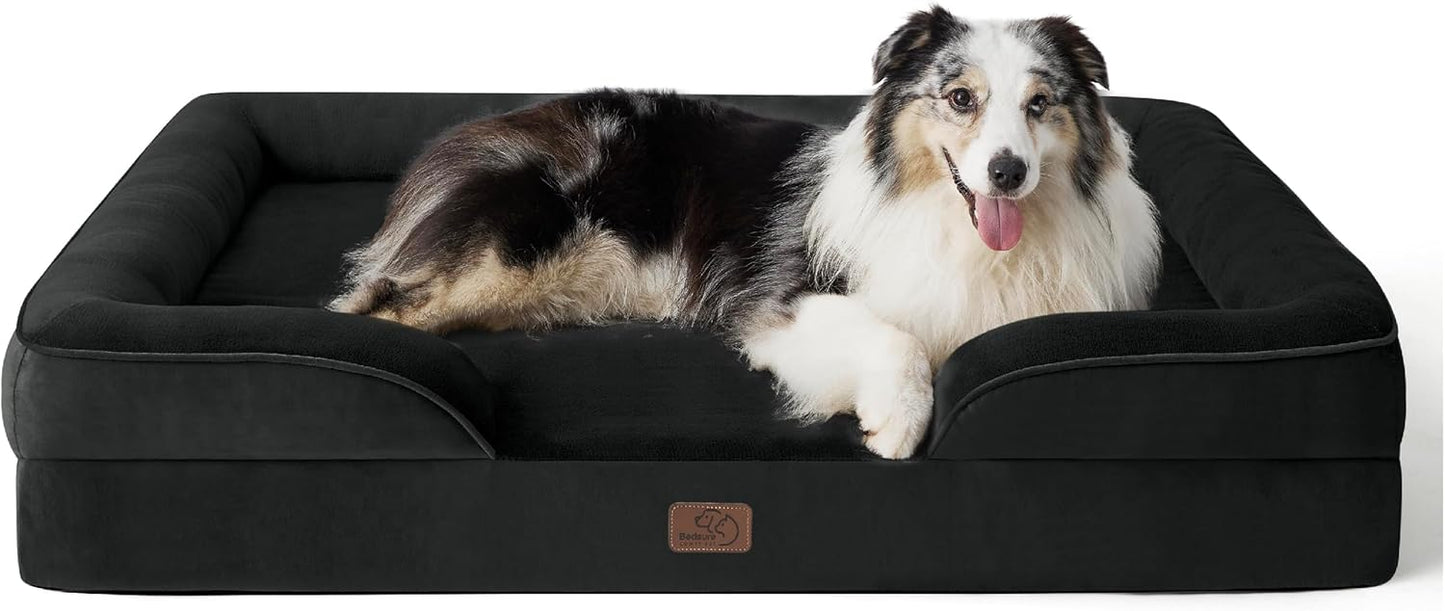 Bedsure Orthopedic Dog Beds Large Sized Dog - Washable Large Dog Cat Bed Waterproof, Comfort Dogs Couch Sofa with Washable Removable Cover, Pet Bed with Nonskid Bottom, Grey, 35"