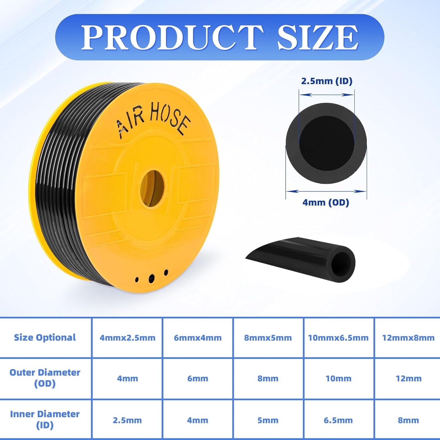 PU Air Hose 4mm OD x 2.5mm ID Orange Polyurethane Hose 525 FT 160 Meters Pneumatic Tubing Pipe for Air Compressor