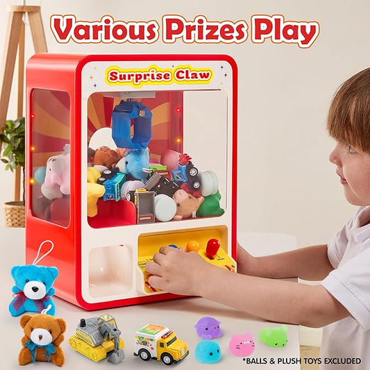 Claw Machine Arcade Toy with LED Light & Adjustable Sound, Rechargable Dispenser Toys Mini Vending Machine for Kids - Perfect Christmas & Birthday Big Gifts for Kids, Ages 3+