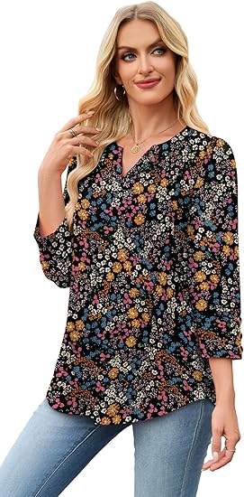 Length Sleeve Womens Tops with Button Cuffs Dressy Casual V Neck Summer Outfits Early Fall Fashion Spring Clothes