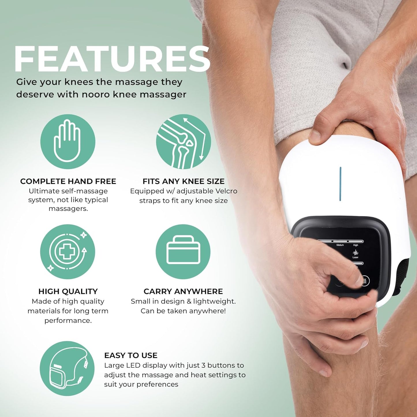 Portable Knee Massager with Heat, Red Light, & Massage Therapy, Relax Tight Muscles and Helps Minor Joint Stiffness and Discomfort, Hands-Free Design