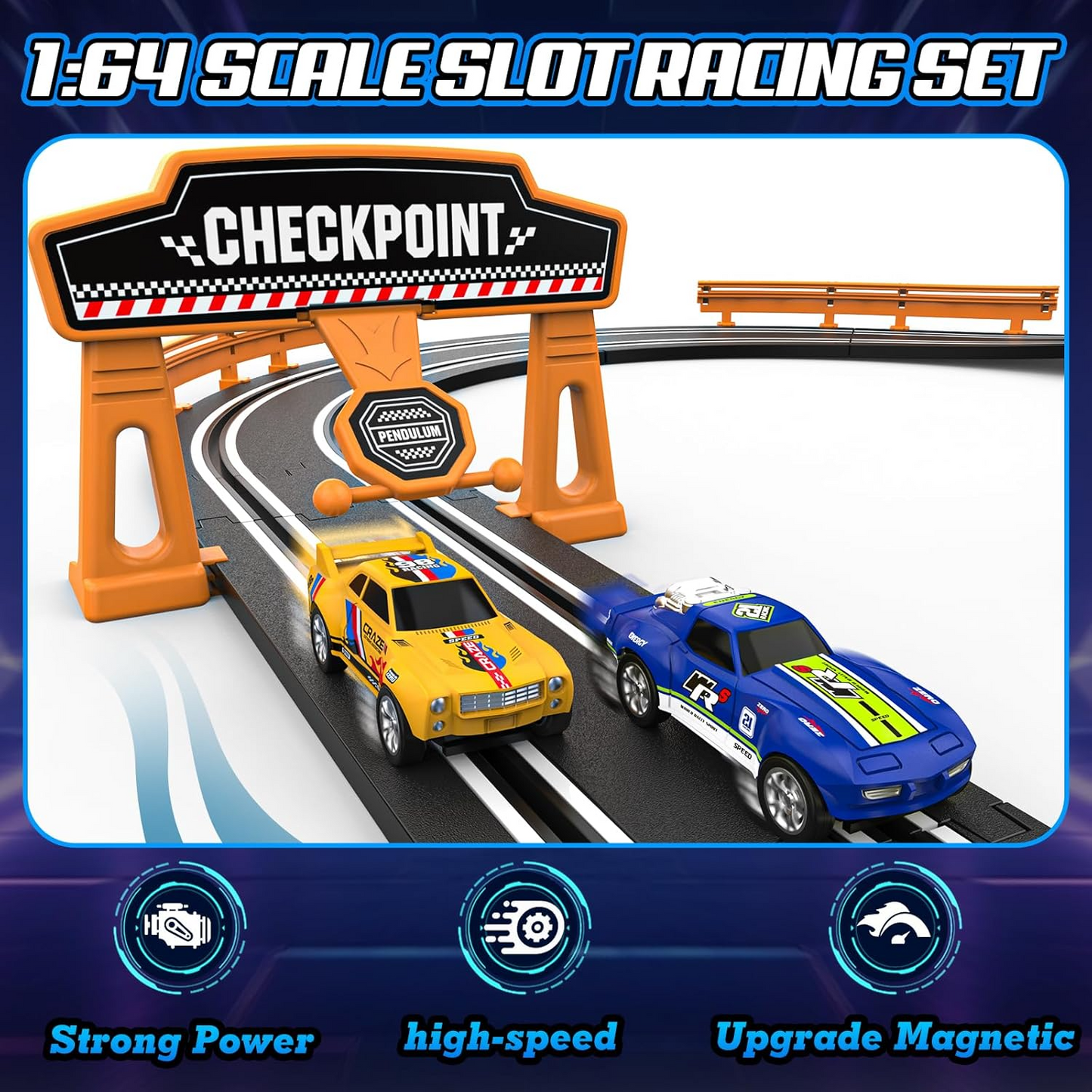 Car Race Track Sets for Boys, Race Car Track with 2 High-Speed Slot Cars, Battery or Electric Car Track, Dual Racing Game Lap Counter Track Sets, Toys Gifts for Boys Girls Ages 4 5 6 7 8-12