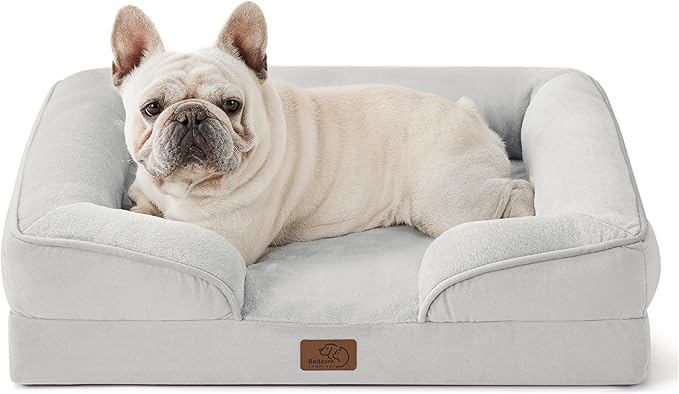 Bedsure Orthopedic Dog Beds Large Sized Dog - Washable Large Dog Cat Bed Waterproof, Comfort Dogs Couch Sofa with Washable Removable Cover, Pet Bed with Nonskid Bottom, Grey, 35"