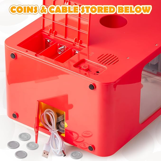 Claw Machine Arcade Toy with LED Light & Adjustable Sound, Rechargable Dispenser Toys Mini Vending Machine for Kids - Perfect Christmas & Birthday Big Gifts for Kids, Ages 3+