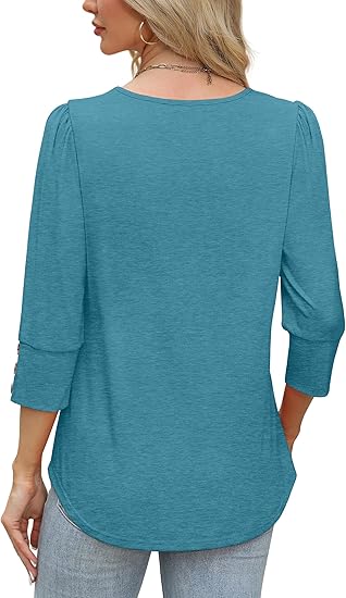 Length Sleeve Womens Tops with Button Cuffs Dressy Casual V Neck Summer Outfits Early Fall Fashion Spring Clothes