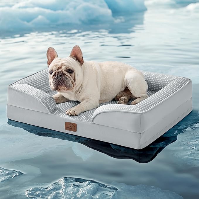 Bedsure Orthopedic Dog Beds Large Sized Dog - Washable Large Dog Cat Bed Waterproof, Comfort Dogs Couch Sofa with Washable Removable Cover, Pet Bed with Nonskid Bottom, Grey, 35"