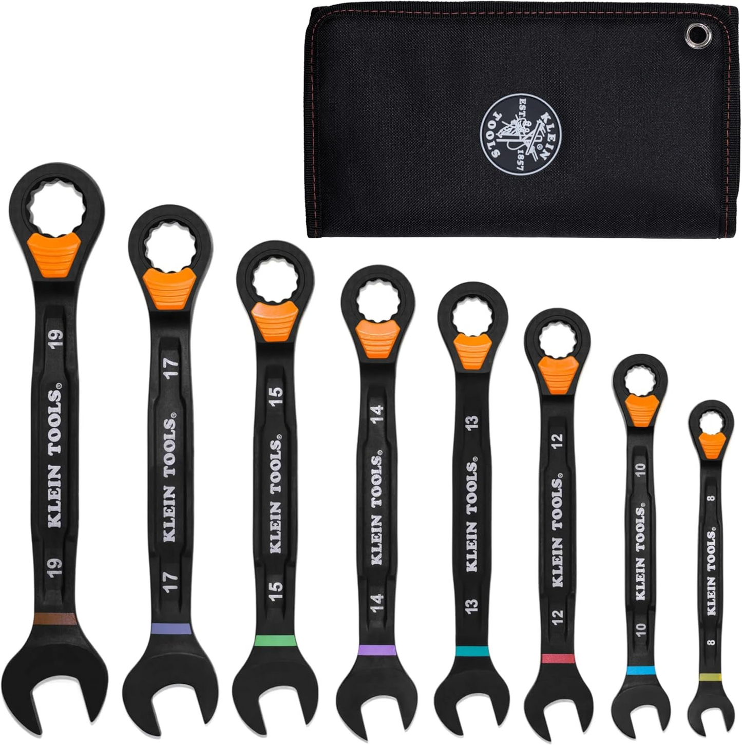 TOOLS 69408G Ratcheting Combination Wrench Set, SAE, 8-Piece, 5/16 to 3/4-Inch, Steel Alloy, Foam Pouch, 90-Tooth