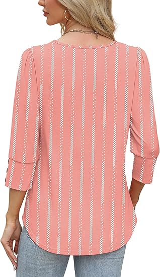 Length Sleeve Womens Tops with Button Cuffs Dressy Casual V Neck Summer Outfits Early Fall Fashion Spring Clothes