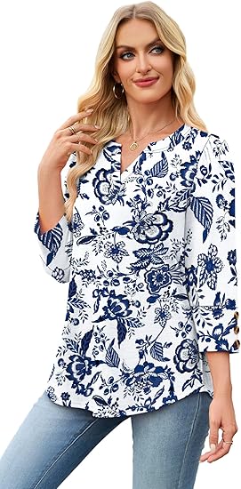 Length Sleeve Womens Tops with Button Cuffs Dressy Casual V Neck Summer Outfits Early Fall Fashion Spring Clothes