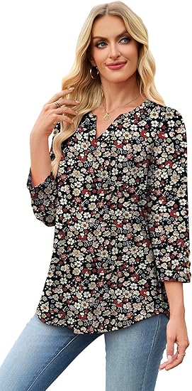 Length Sleeve Womens Tops with Button Cuffs Dressy Casual V Neck Summer Outfits Early Fall Fashion Spring Clothes