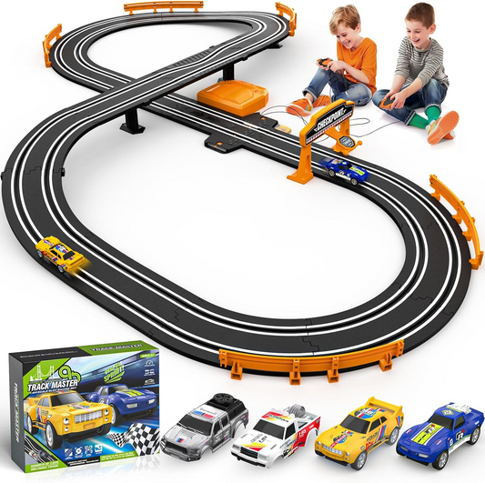 Car Race Track Sets for Boys, Race Car Track with 2 High-Speed Slot Cars, Battery or Electric Car Track, Dual Racing Game Lap Counter Track Sets, Toys Gifts for Boys Girls Ages 4 5 6 7 8-12