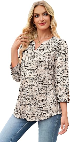 Length Sleeve Womens Tops with Button Cuffs Dressy Casual V Neck Summer Outfits Early Fall Fashion Spring Clothes