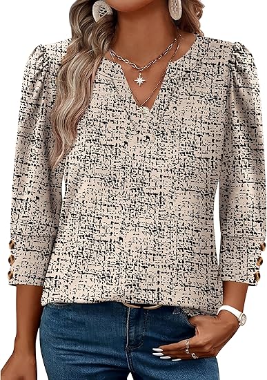 Length Sleeve Womens Tops with Button Cuffs Dressy Casual V Neck Summer Outfits Early Fall Fashion Spring Clothes