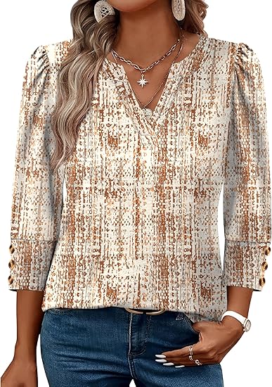 Length Sleeve Womens Tops with Button Cuffs Dressy Casual V Neck Summer Outfits Early Fall Fashion Spring Clothes