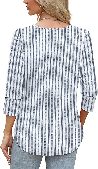 Length Sleeve Womens Tops with Button Cuffs Dressy Casual V Neck Summer Outfits Early Fall Fashion Spring Clothes