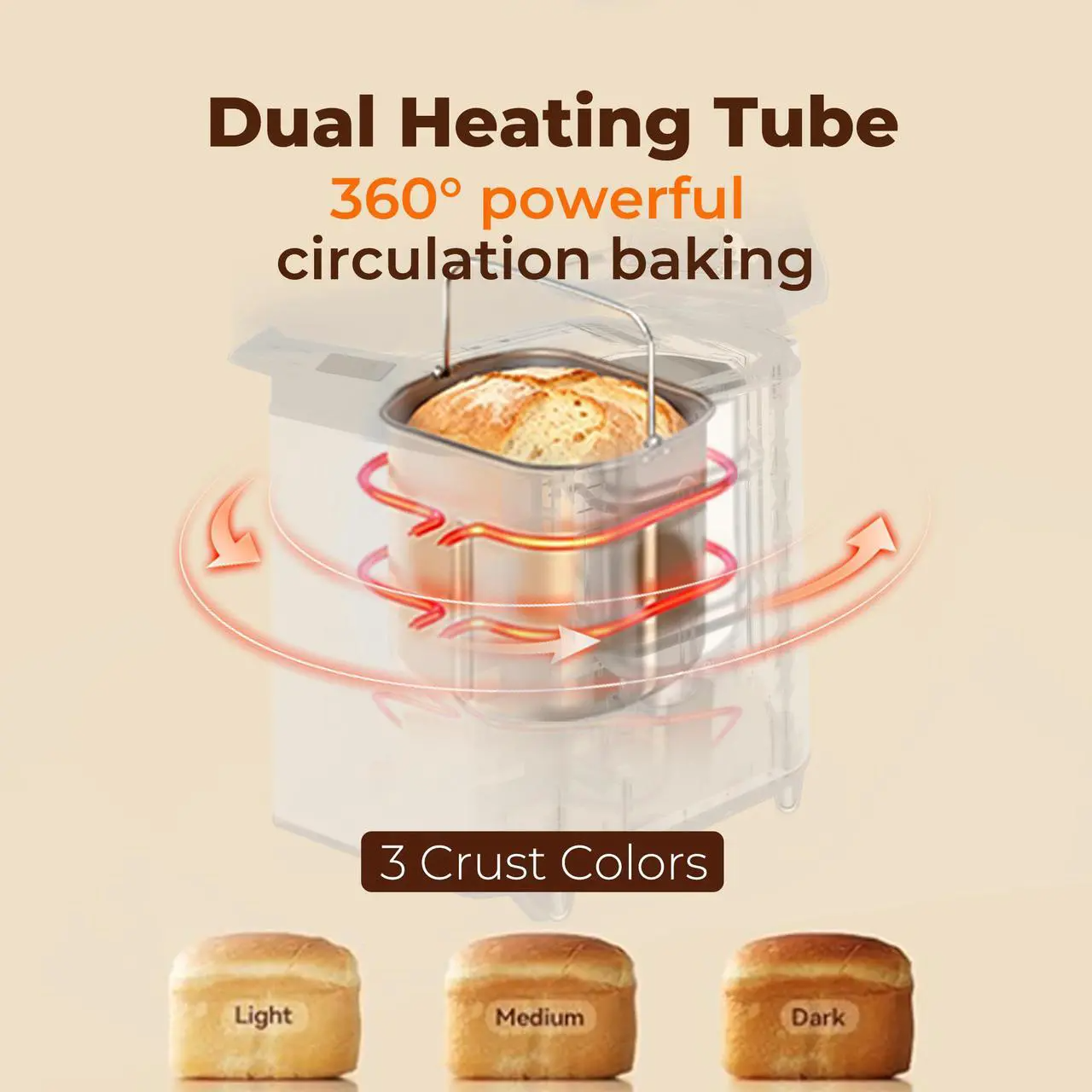 25-in-1 Automatic Bread Maker Machine with 3 Loaf Size up to 2LB, 700W High Power Dual Heater Bread Maker with BPA-free Nonstick Coating Pan, Max 15 Hours Delay Timer, Low Noise - Silver