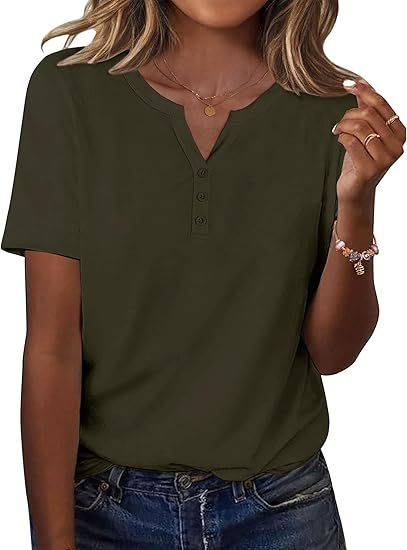 Womens Summer Tops Casual Short Sleeve V Neck Shirts Business Dressy Work Blouses