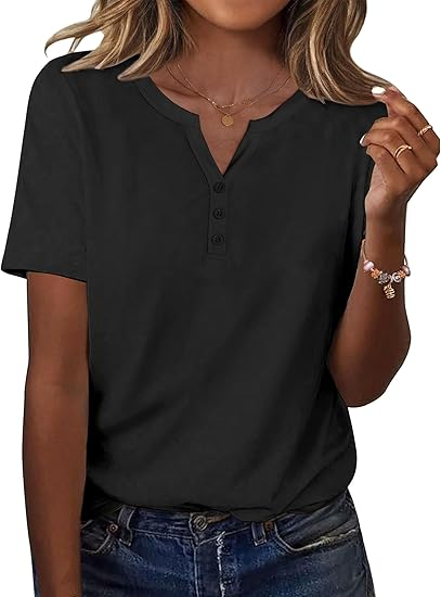 Womens Summer Tops Casual Short Sleeve V Neck Shirts Business Dressy Work Blouses