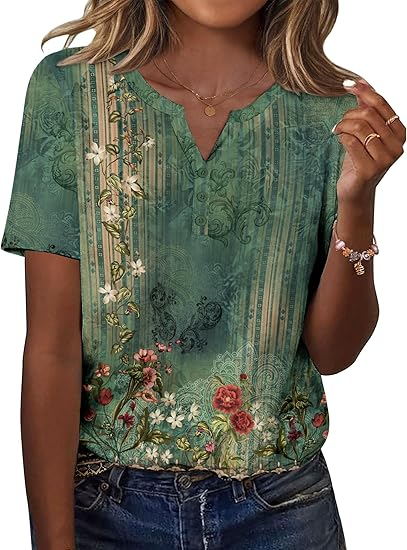 Womens Summer Tops Casual Short Sleeve V Neck Shirts Business Dressy Work Blouses