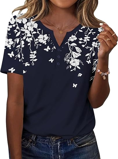 Womens Summer Tops Casual Short Sleeve V Neck Shirts Business Dressy Work Blouses