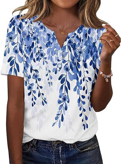 Womens Summer Tops Casual Short Sleeve V Neck Shirts Business Dressy Work Blouses