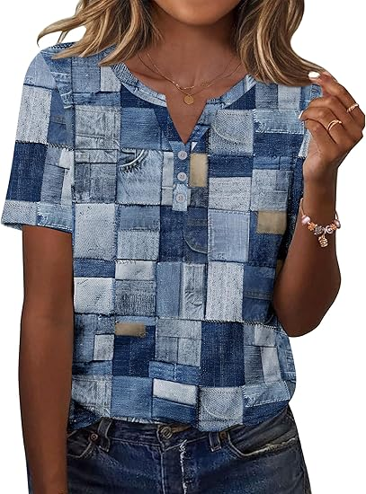 Womens Summer Tops Casual Short Sleeve V Neck Shirts Business Dressy Work Blouses