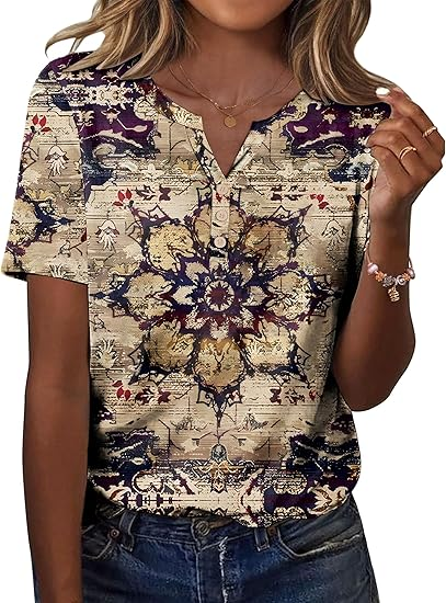 Womens Summer Tops Casual Short Sleeve V Neck Shirts Business Dressy Work Blouses