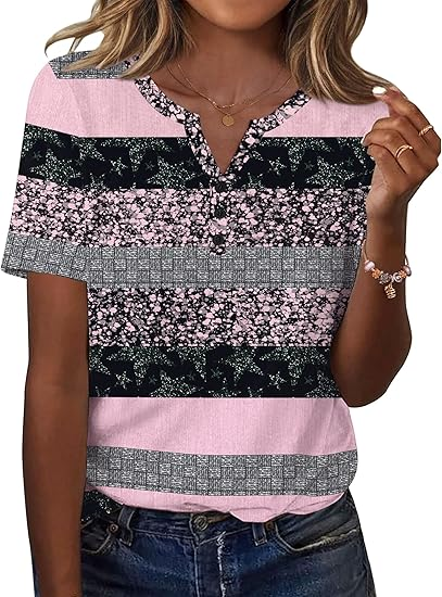 Womens Summer Tops Casual Short Sleeve V Neck Shirts Business Dressy Work Blouses