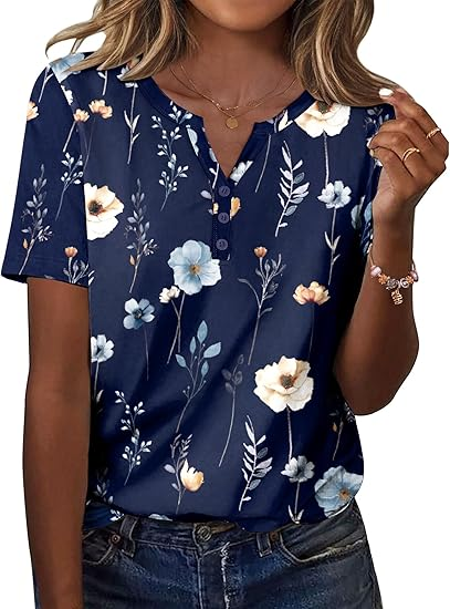 Womens Summer Tops Casual Short Sleeve V Neck Shirts Business Dressy Work Blouses