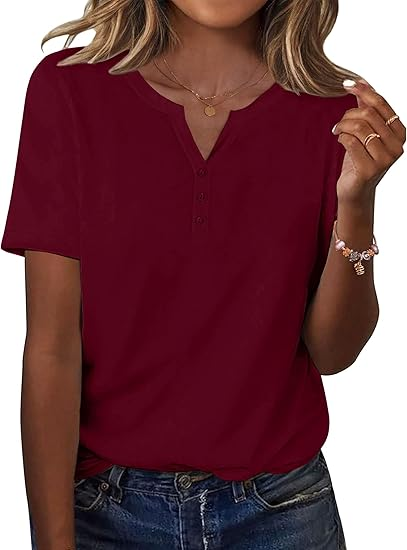 Womens Summer Tops Casual Short Sleeve V Neck Shirts Business Dressy Work Blouses
