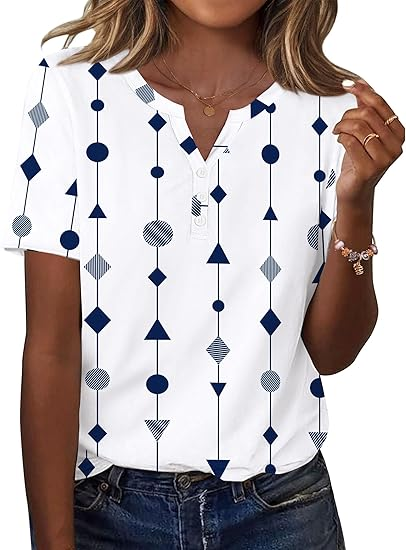 Womens Summer Tops Casual Short Sleeve V Neck Shirts Business Dressy Work Blouses
