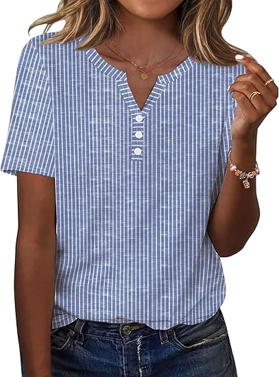 Womens Summer Tops Casual Short Sleeve V Neck Shirts Business Dressy Work Blouses
