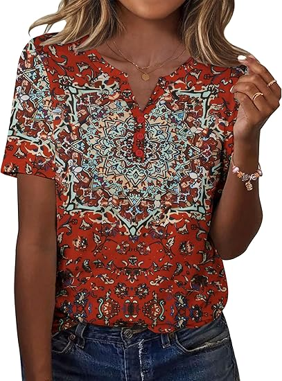 Womens Summer Tops Casual Short Sleeve V Neck Shirts Business Dressy Work Blouses