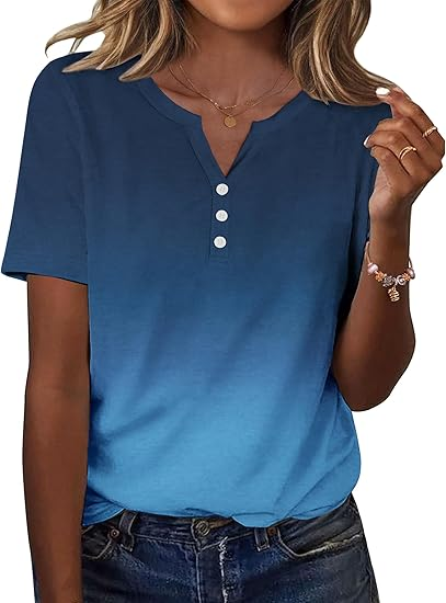 Womens Summer Tops Casual Short Sleeve V Neck Shirts Business Dressy Work Blouses